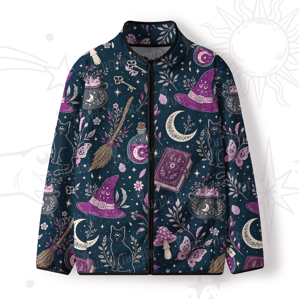Purplehecate Witchcraft Spellbook Full Zip Fleece Jacket