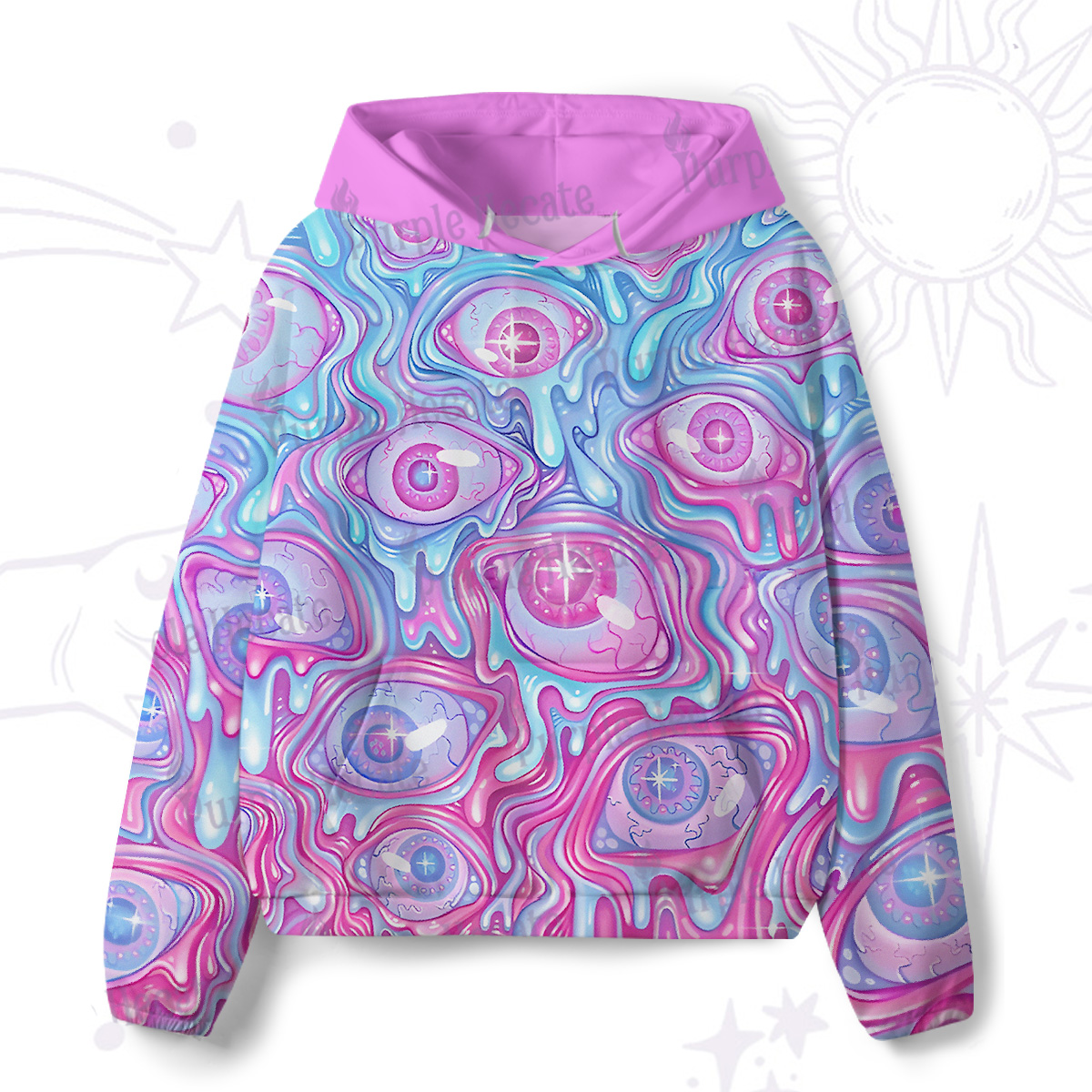 Purplehecate Pastel Flow Ocular All-Over Print Hoodie