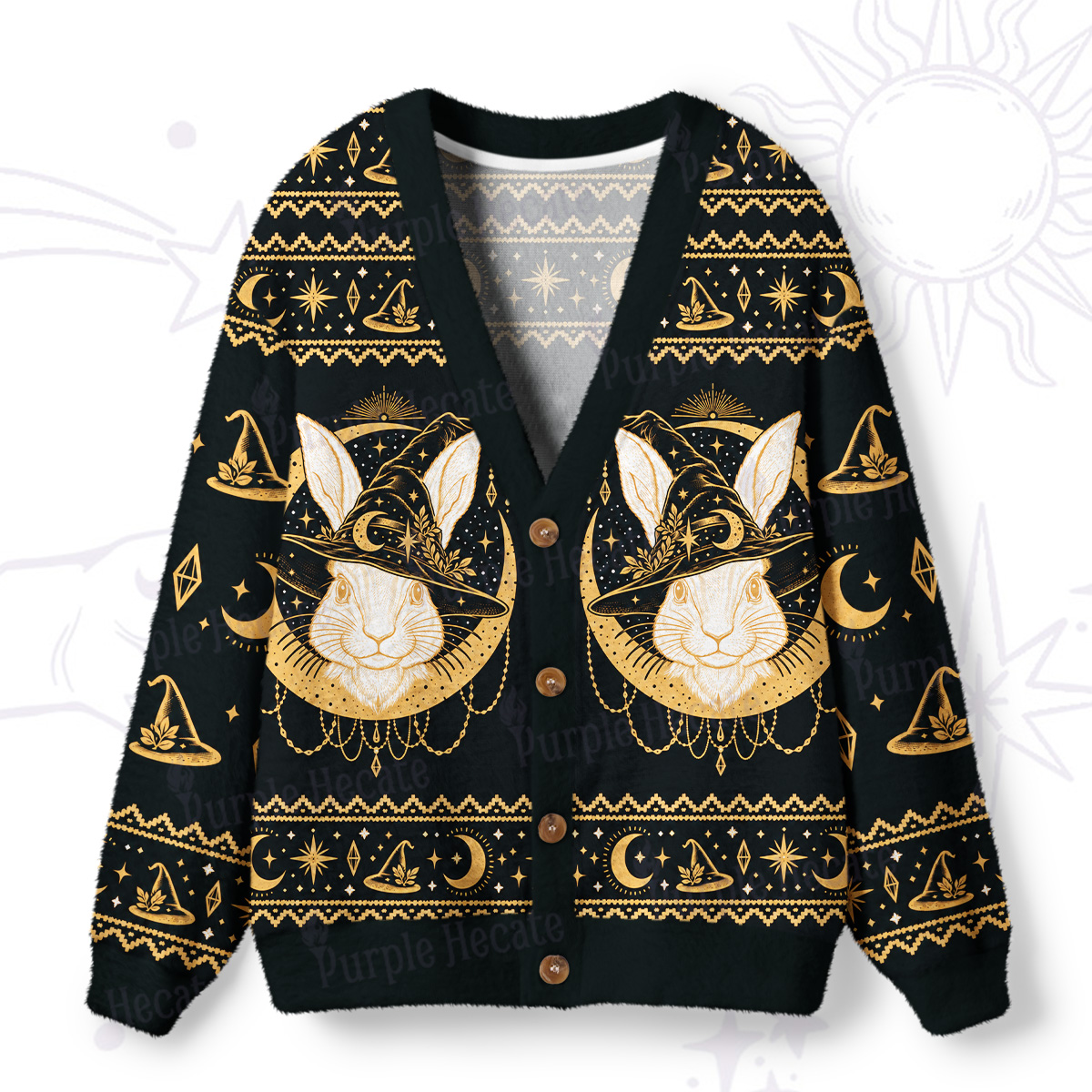 Purplehecate Mystic Witch Rabbit Ugly Cardigan Sweaters