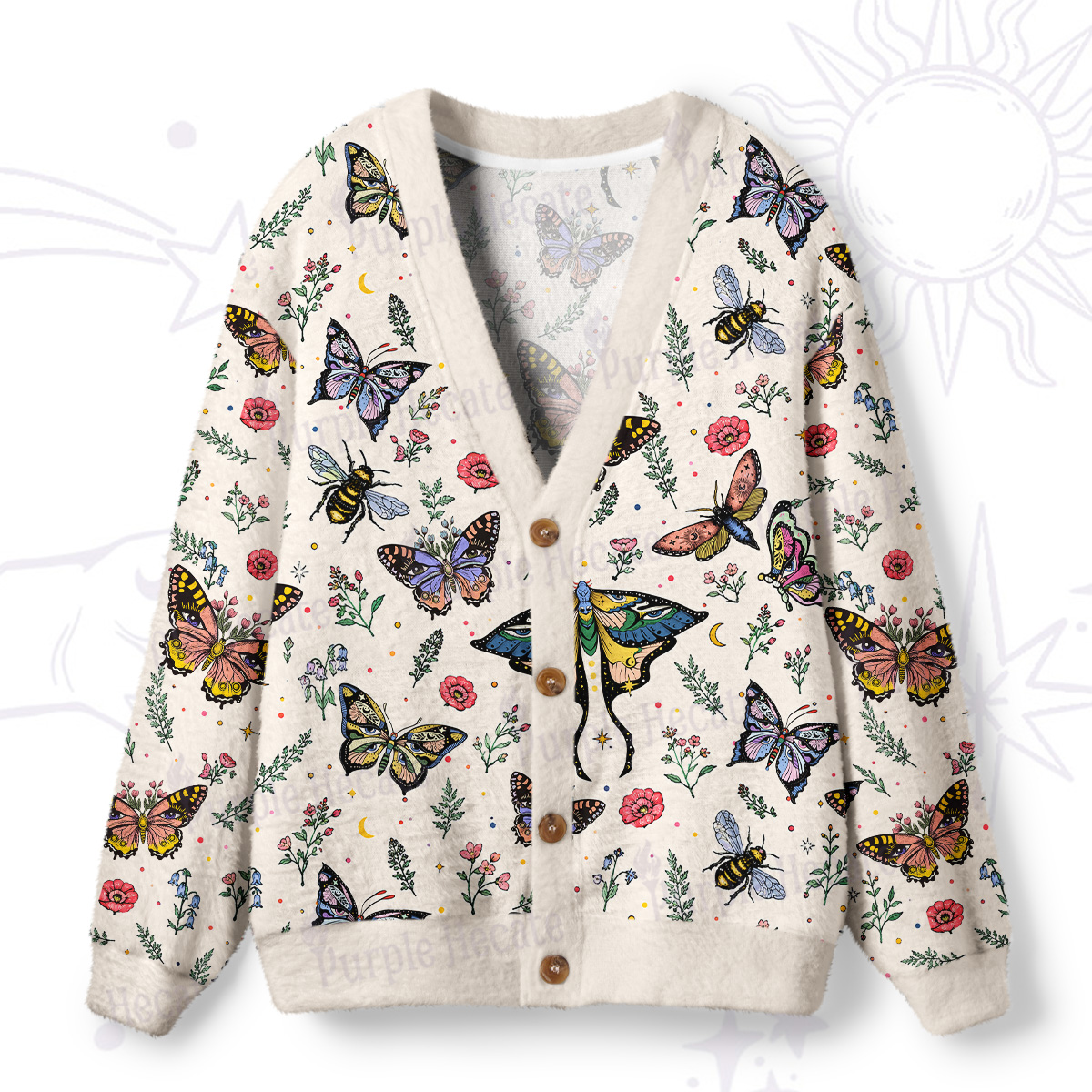 Purplehecate Mystical Moth & Butterful Ugly Cardigan Sweaters