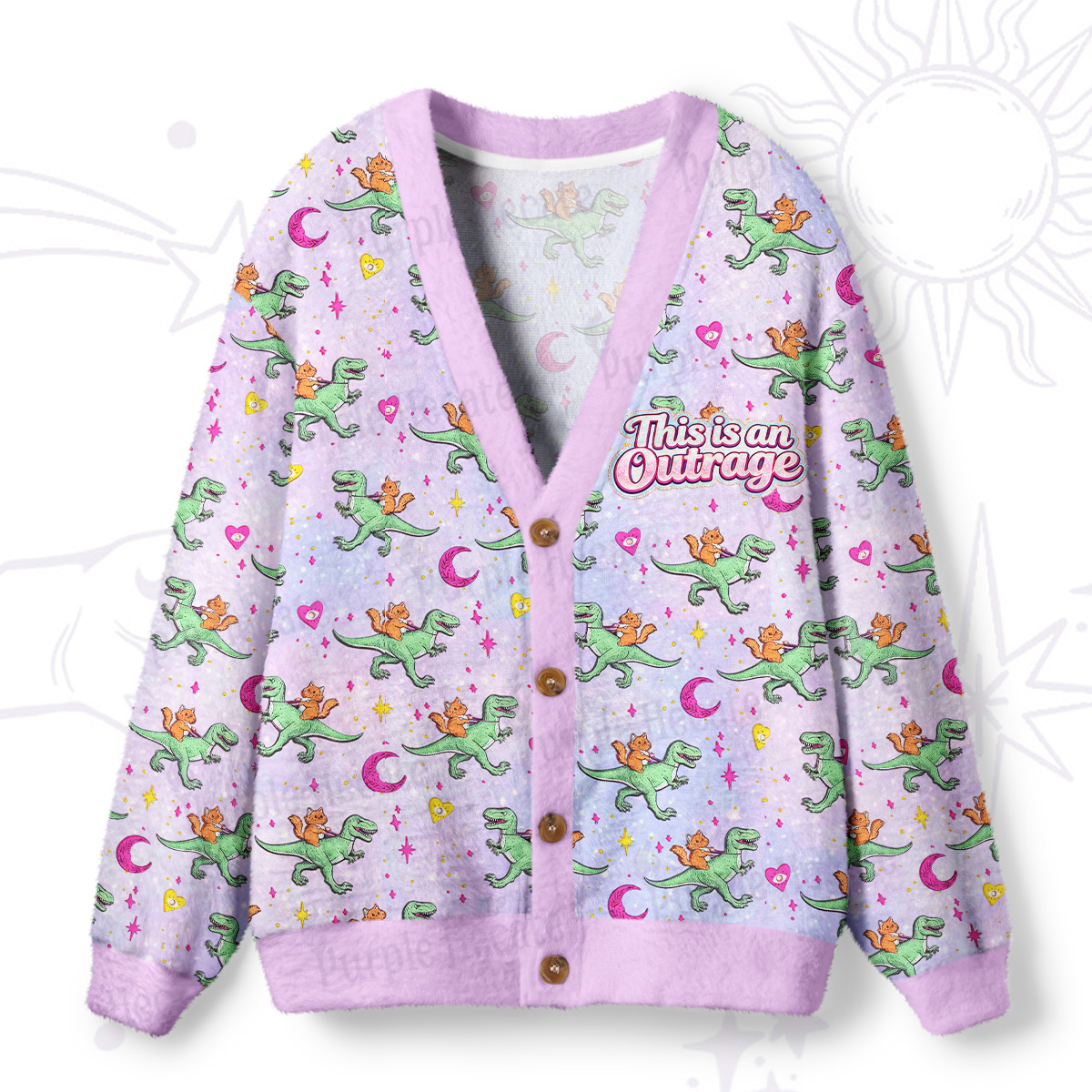 Purplehecate This is an Outrage Ugly Cardigan Sweaters