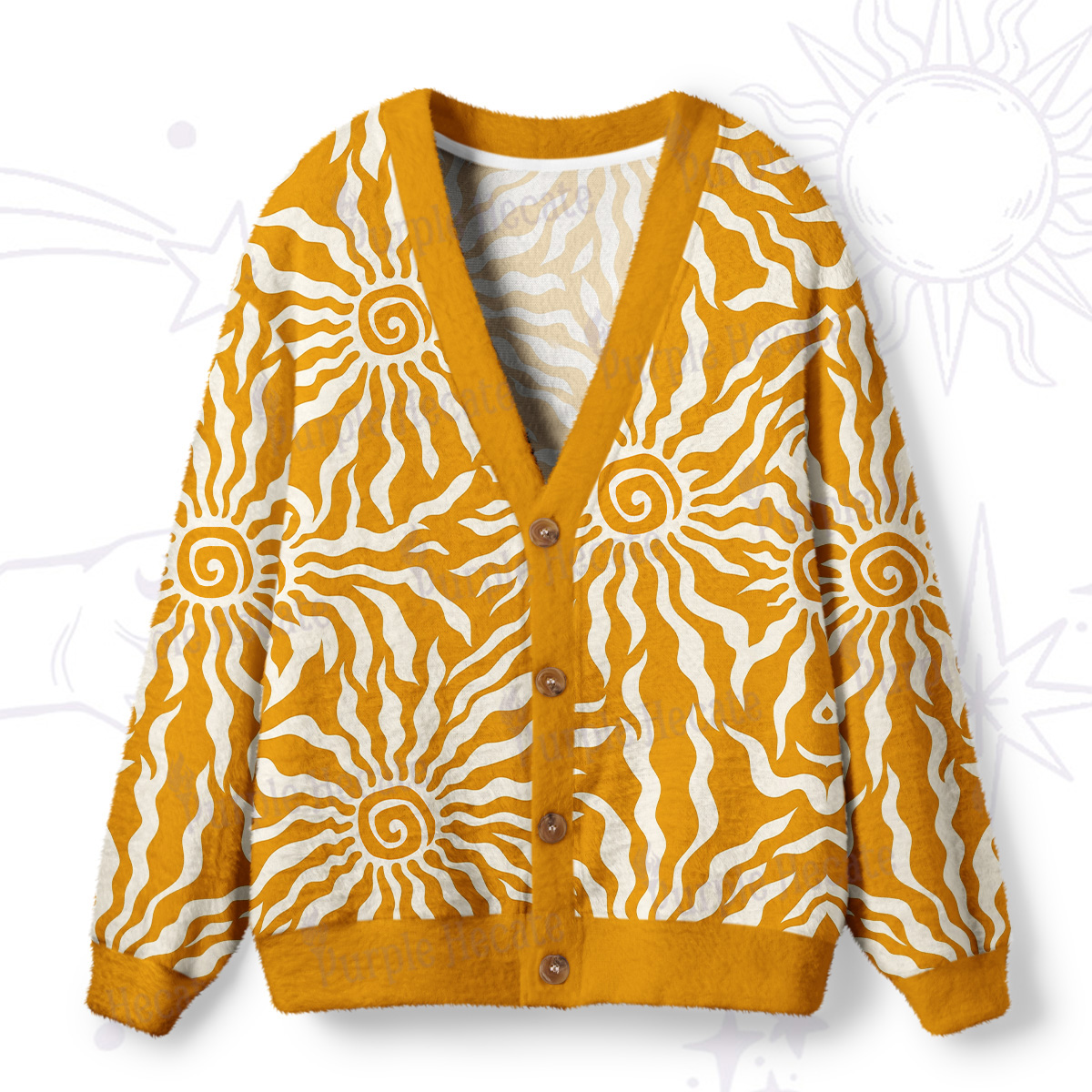 Purplehecate Solar Swirl Totem Strappy Ugly Cardigan Sweaters