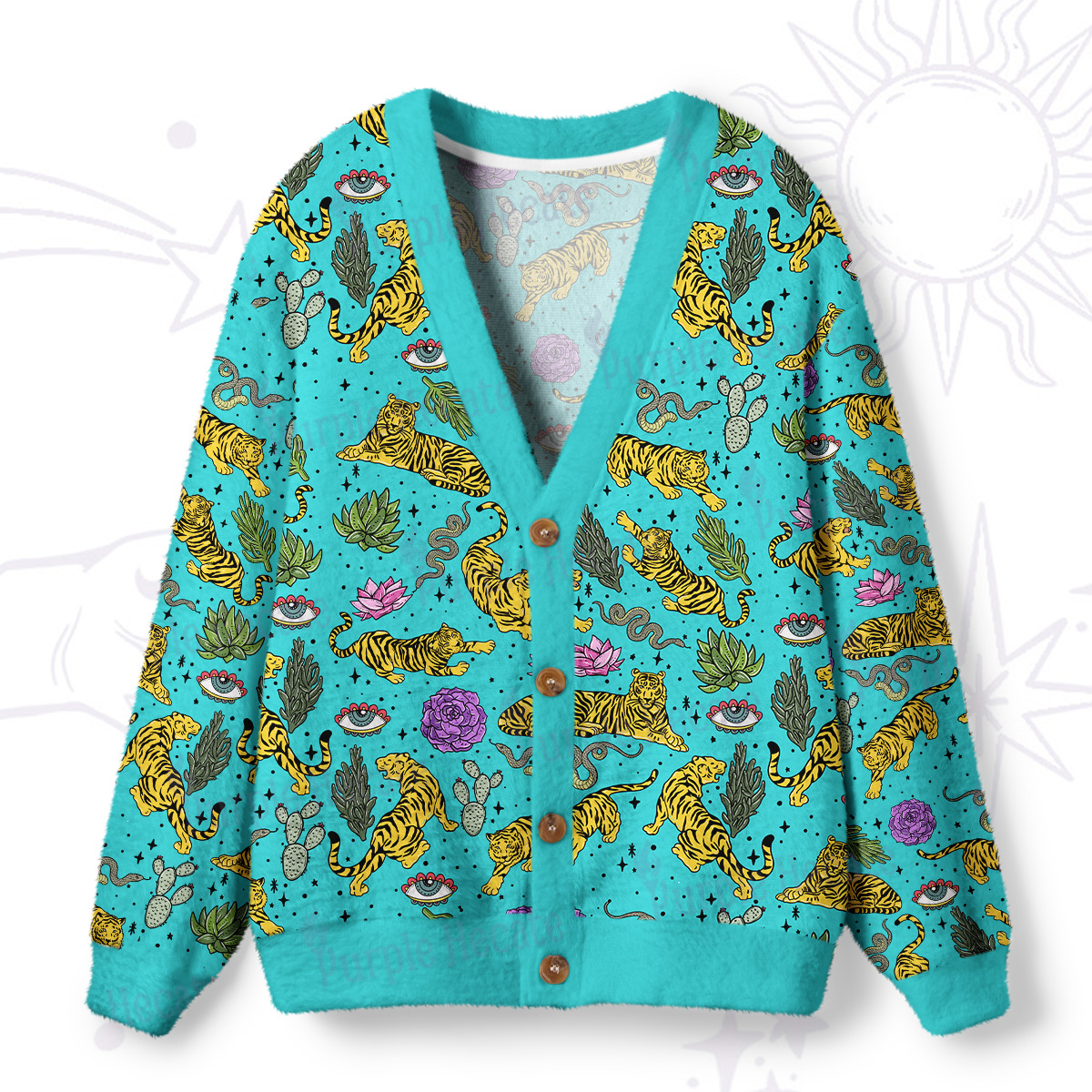 Purplehecate Desert Tiger Ugly Cardigan Sweaters
