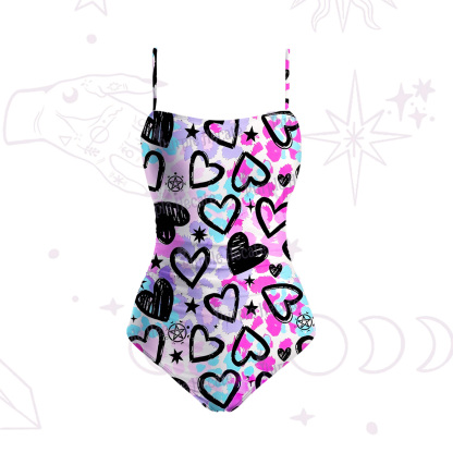 Purplehecate Heartful Magic Slim-Strap Swimsuit