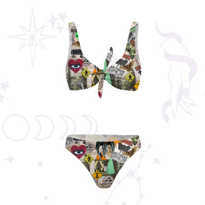 Purplehecate Cryptid Warning Collage Versa-Tie Two-Piece Swimsuit