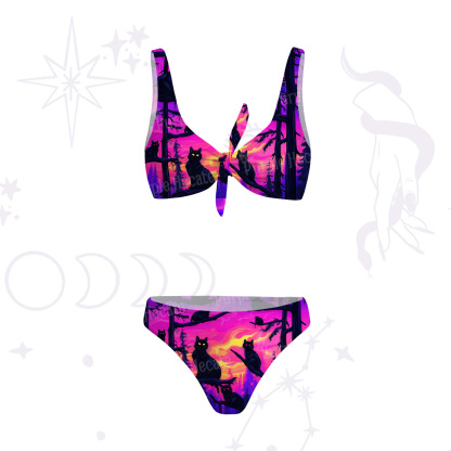 Purplehecate Twilight Forest Guardian Cat Versa-Tie Two-Piece Swimsuit