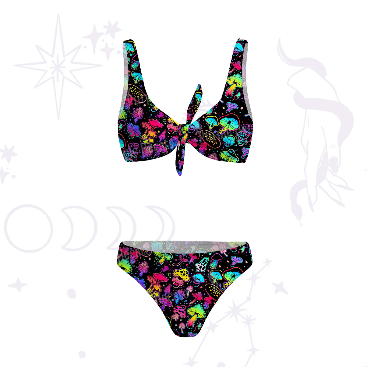 Purplehecate Psychedelic Mushroom Rave Versa-Tie Two-Piece Swimsuit