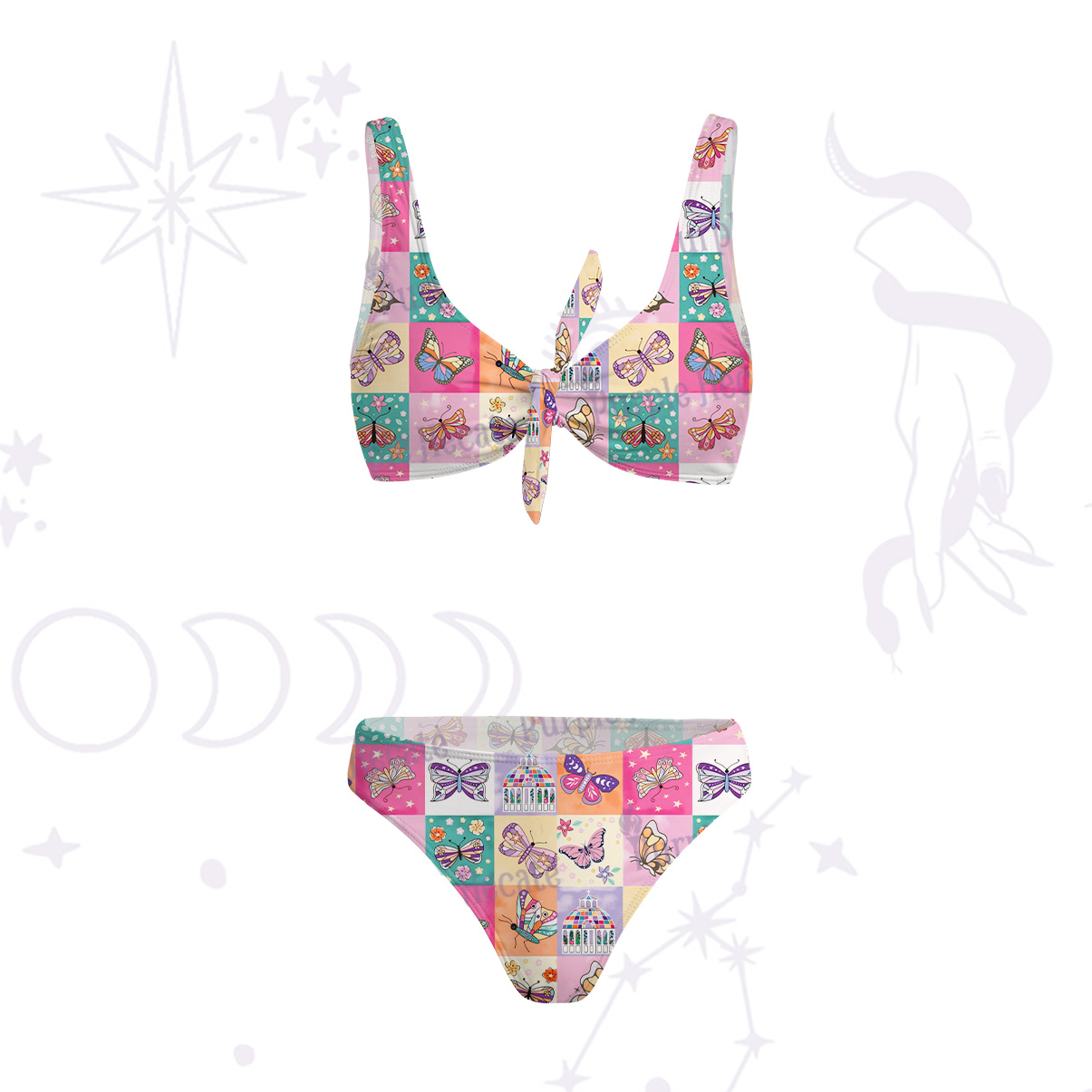 Purplehecate Dreamy Butterfly Garden Versa-Tie Two-Piece Swimsuit