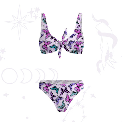 Purplehecate Whimsical Butterfly Versa-Tie Two-Piece Swimsuit