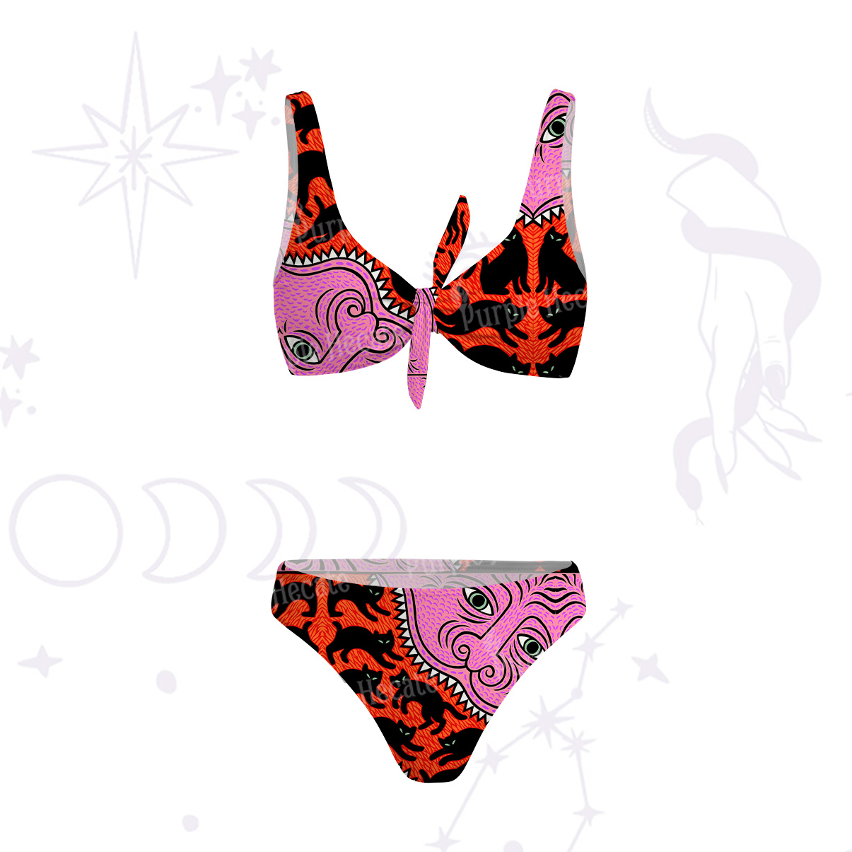 Purplehecate Cats for the Devil’s Feast Versa-Tie Two-Piece Swimsuit