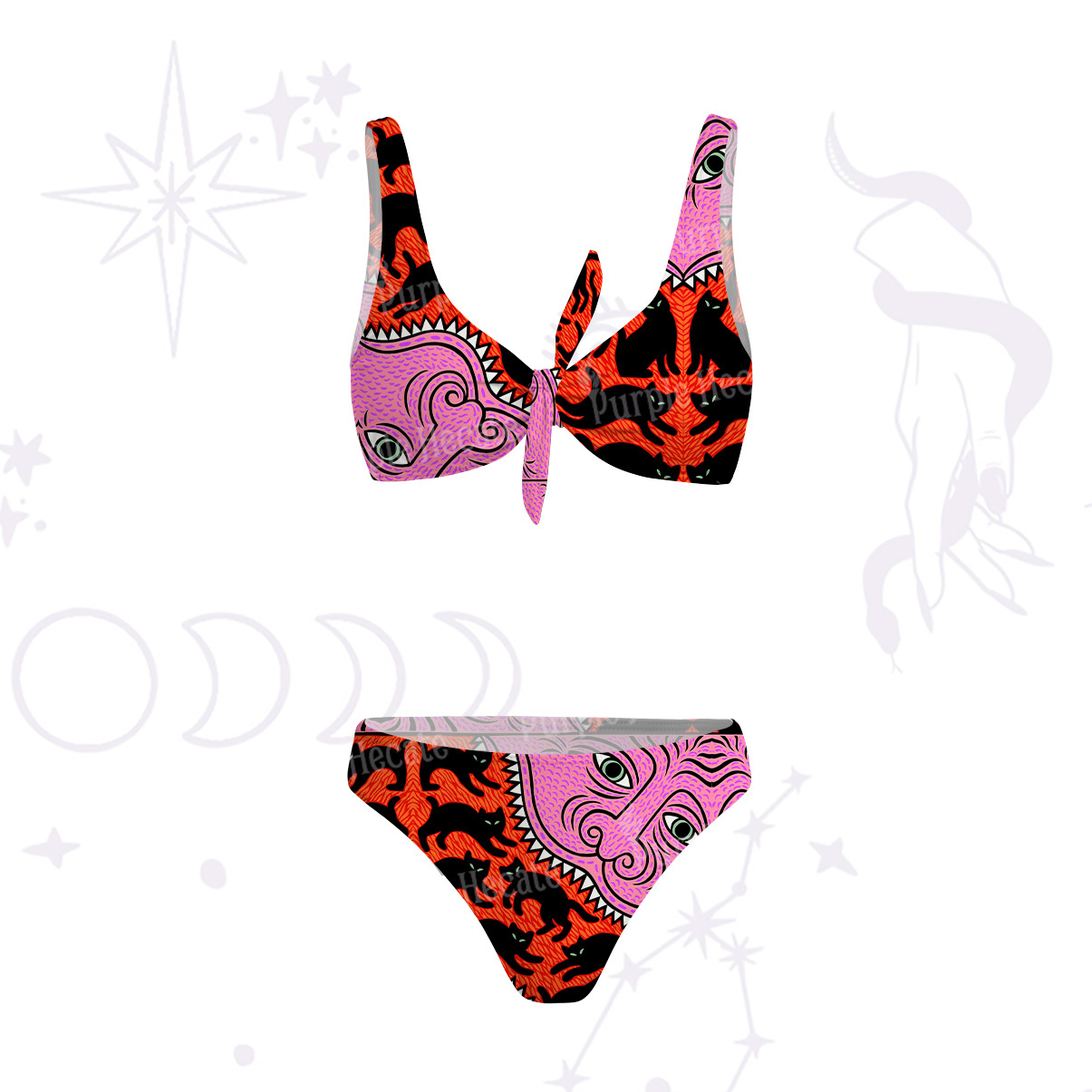 Purplehecate Cats for the Devil’s Feast Versa-Tie Two-Piece Swimsuit