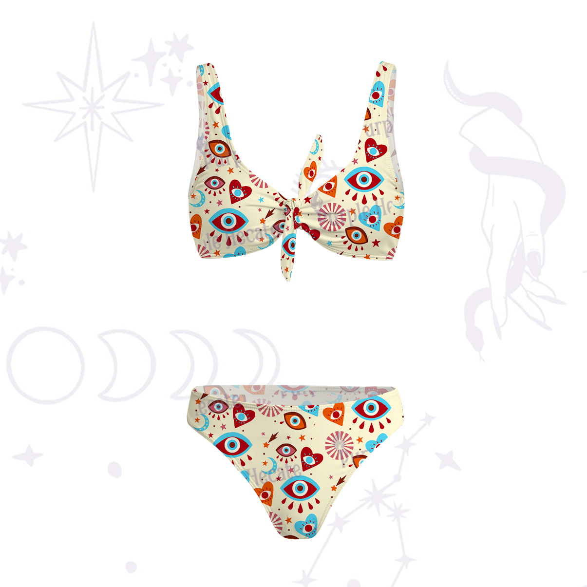 Purplehecate Protective Evil Eye Amulet Versa-Tie Two-Piece Swimsuit