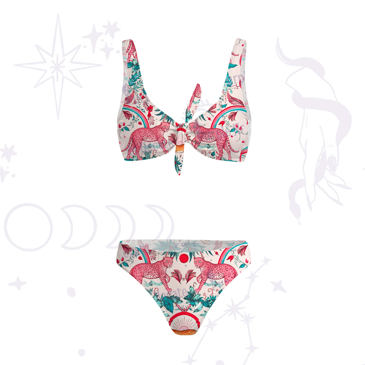 Purplehecate Enchanted Forest Pink Leopard Versa-Tie Two-Piece Swimsuit