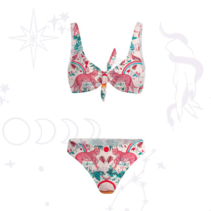 Purplehecate Enchanted Forest Pink Leopard Versa-Tie Two-Piece Swimsuit