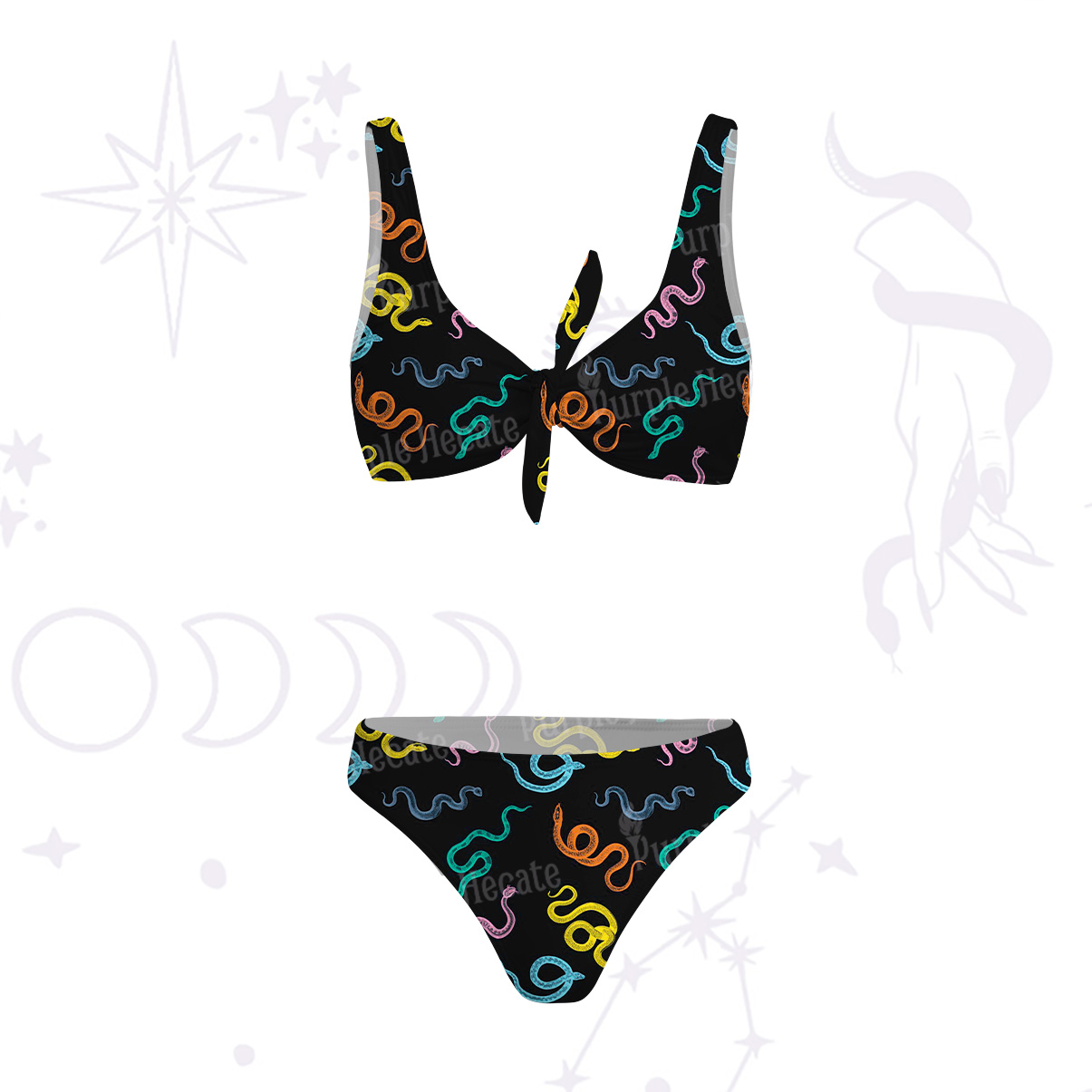 Purplehecate Colorful Trippy Snake Versa-Tie Two-Piece Swimsuit