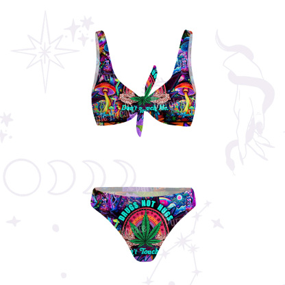 Purplehecate Drugs Not Hugs Don't Touch Me Versa-Tie Two-Piece Swimsuit