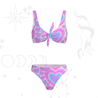 Purplehecate Soft Pastel Love Waves Versa-Tie Two-Piece Swimsuit