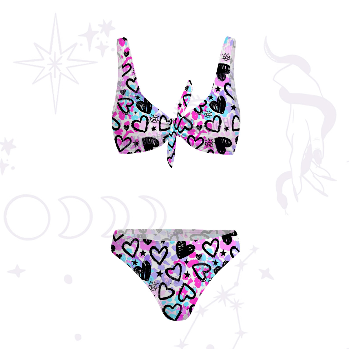 Purplehecate Heartful Magic Versa-Tie Two-Piece Swimsuit
