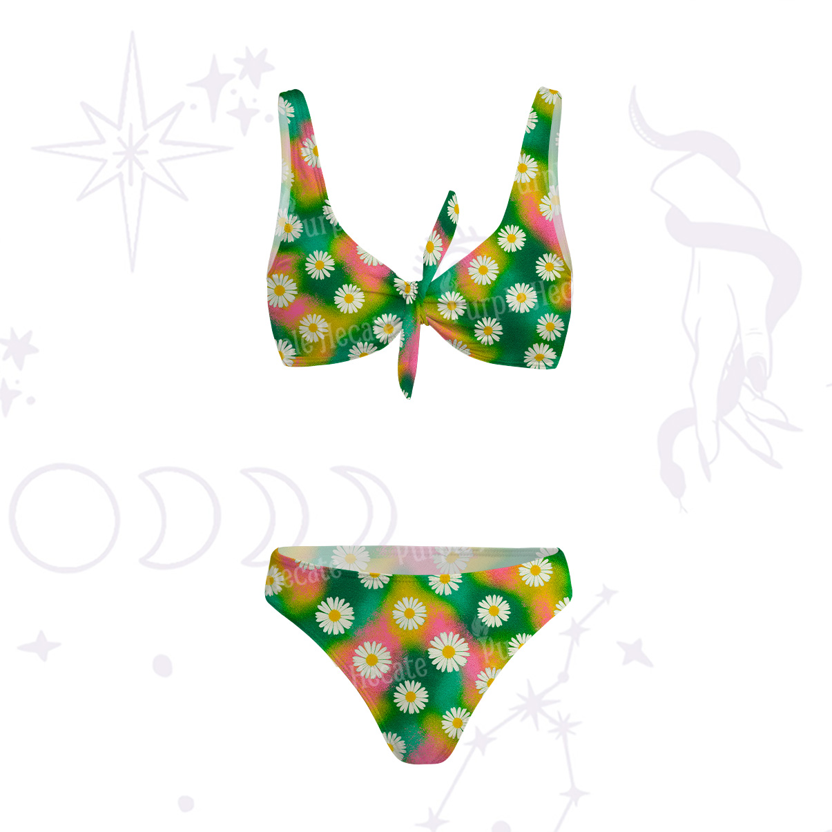 Purplehecate Enchanted Daisy Spring Romance Versa-Tie Two-Piece Swimsuit