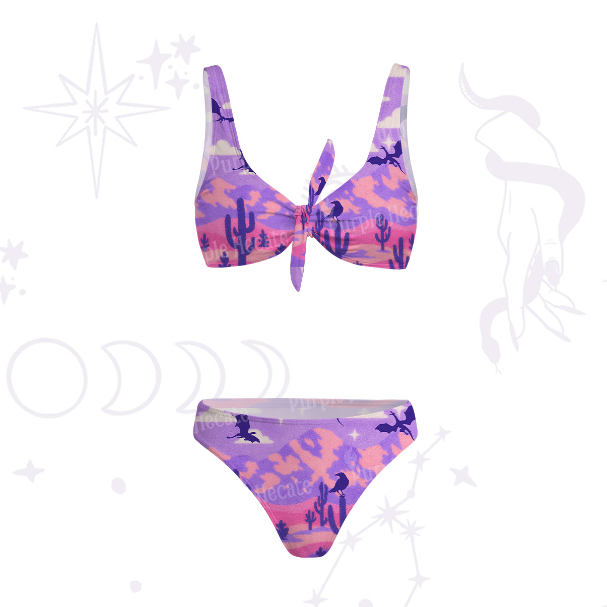 Purplehecate Mystic Desert Dragons Versa-Tie Two-Piece Swimsuit