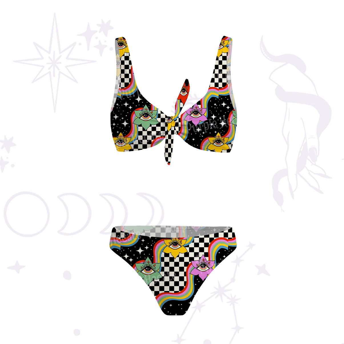 Purplehecate Enchanted Eye Blossom Veil Versa-Tie Two-Piece Swimsuit