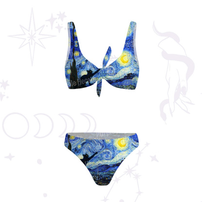 Purplehecate Witch Cat Under the Starry Night Versa-Tie Two-Piece Swimsuit