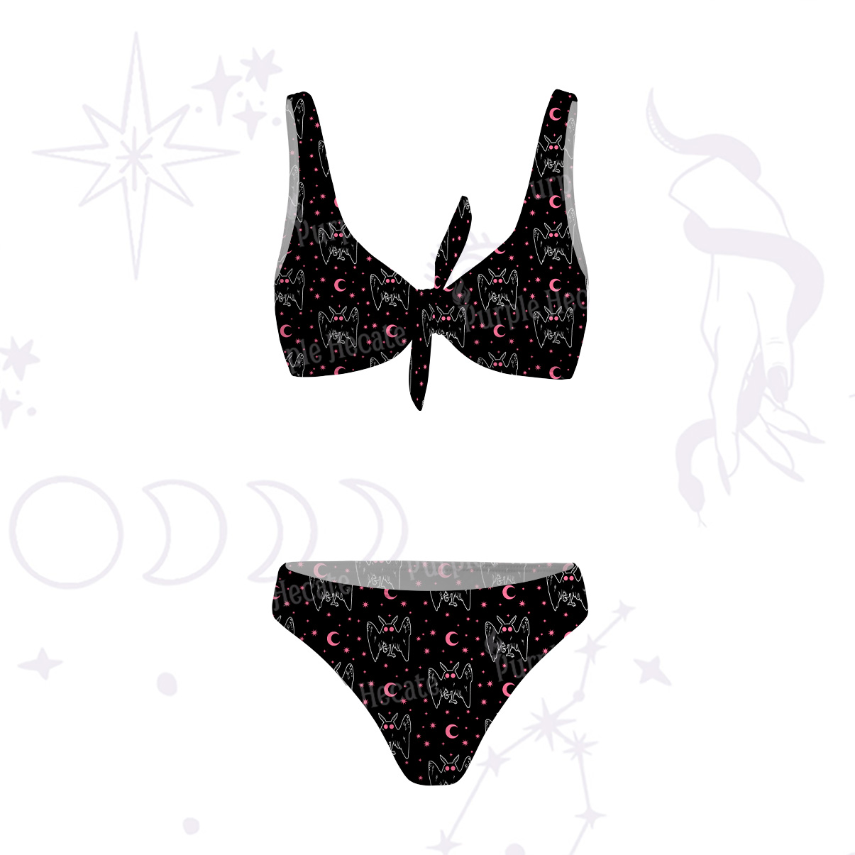 Purplehecate Witchy Mothman Night Versa-Tie Two-Piece Swimsuit