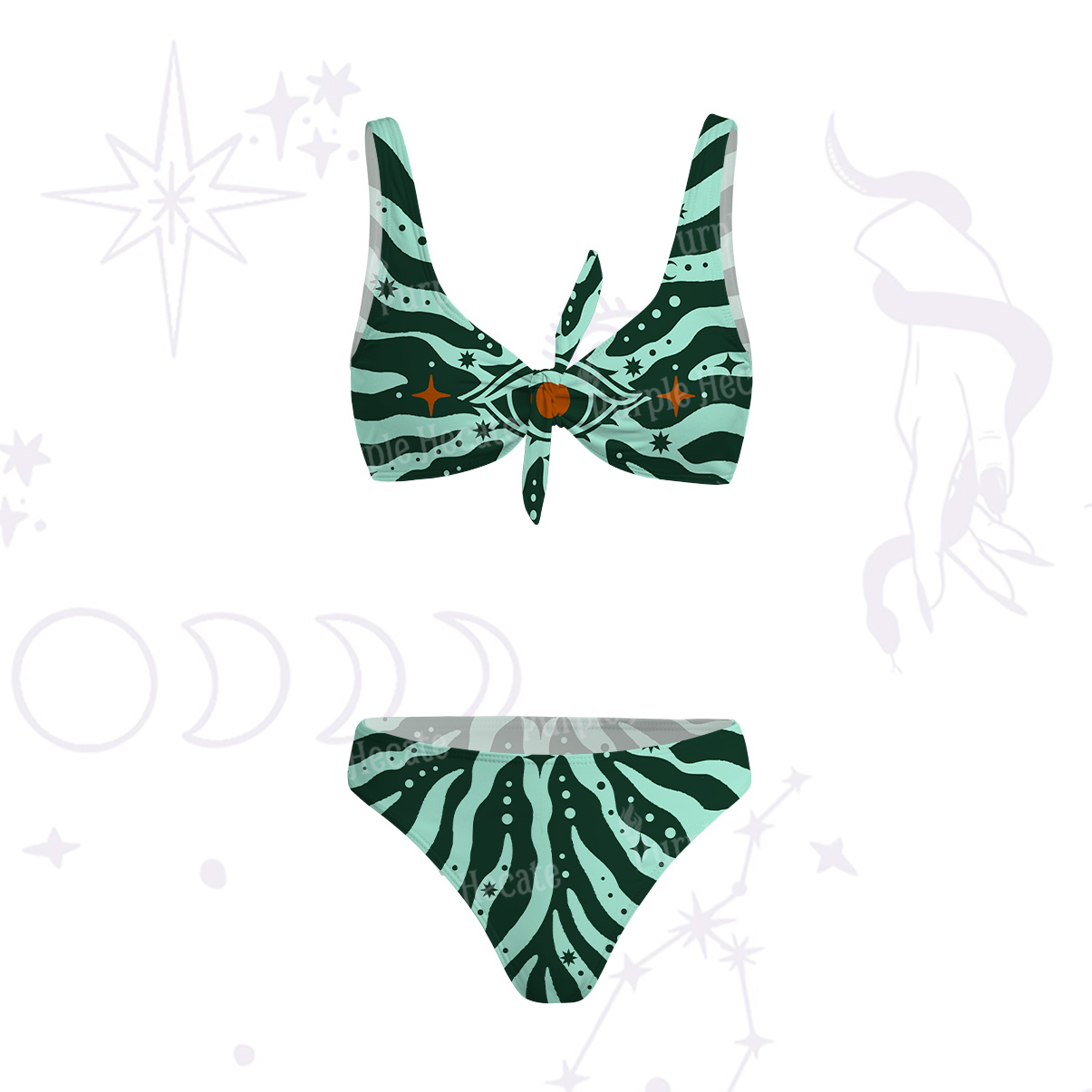 Purplehecate Green Vision Illusion Versa-Tie Two-Piece Swimsuit