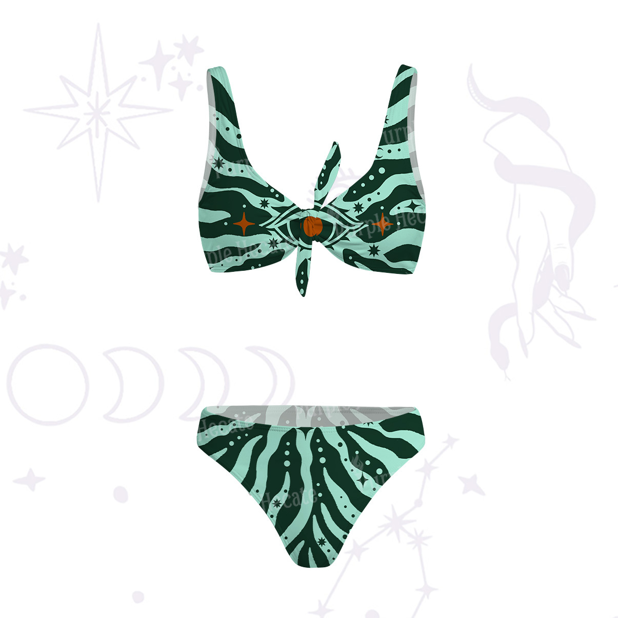 Purplehecate Green Vision Illusion Versa-Tie Two-Piece Swimsuit