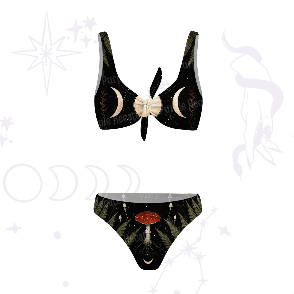 Purplehecate Moonlit Mushroom Gown Versa-Tie Two-Piece Swimsuit