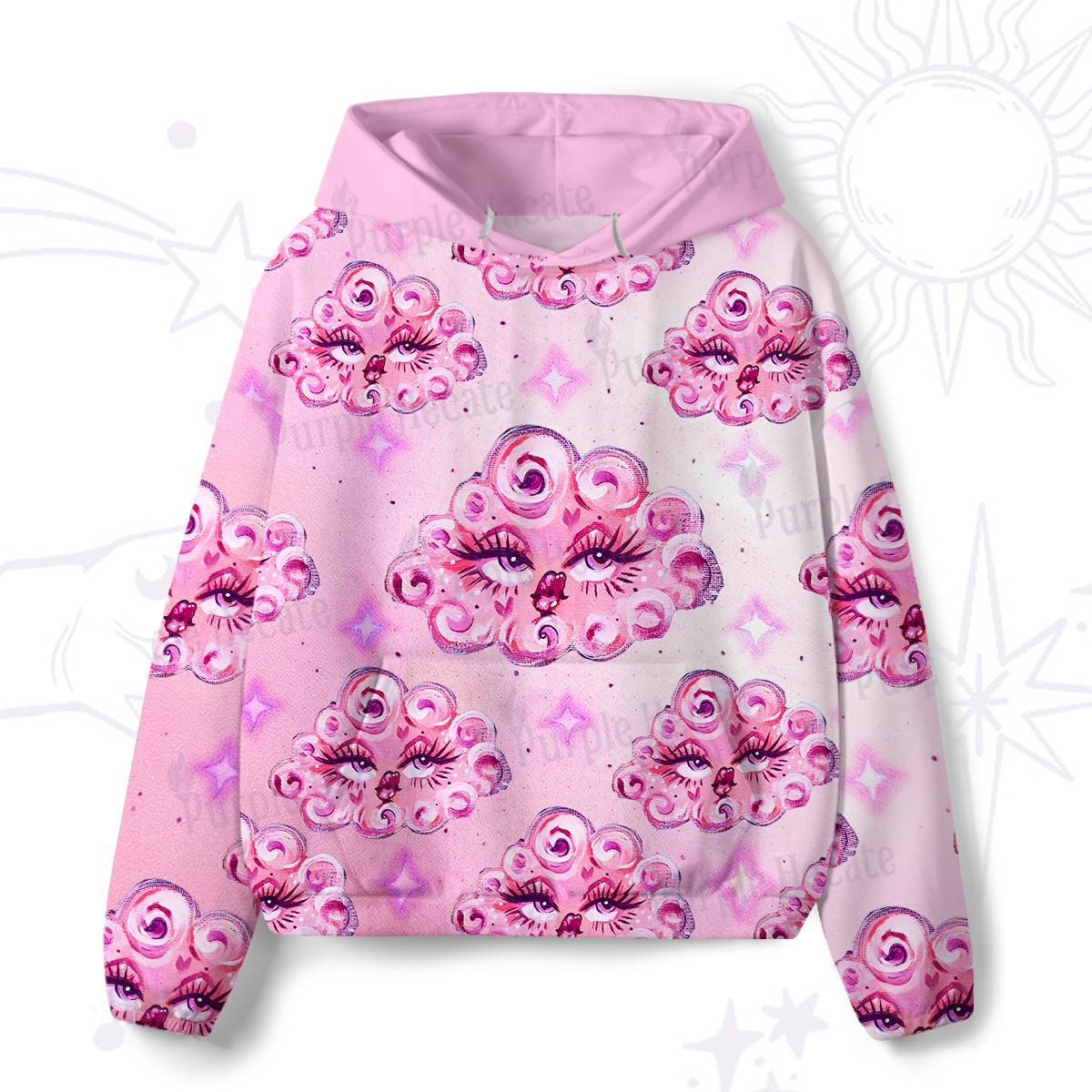 Purplehecate Dreamy Cloud Eyes All-Over Print Hoodie