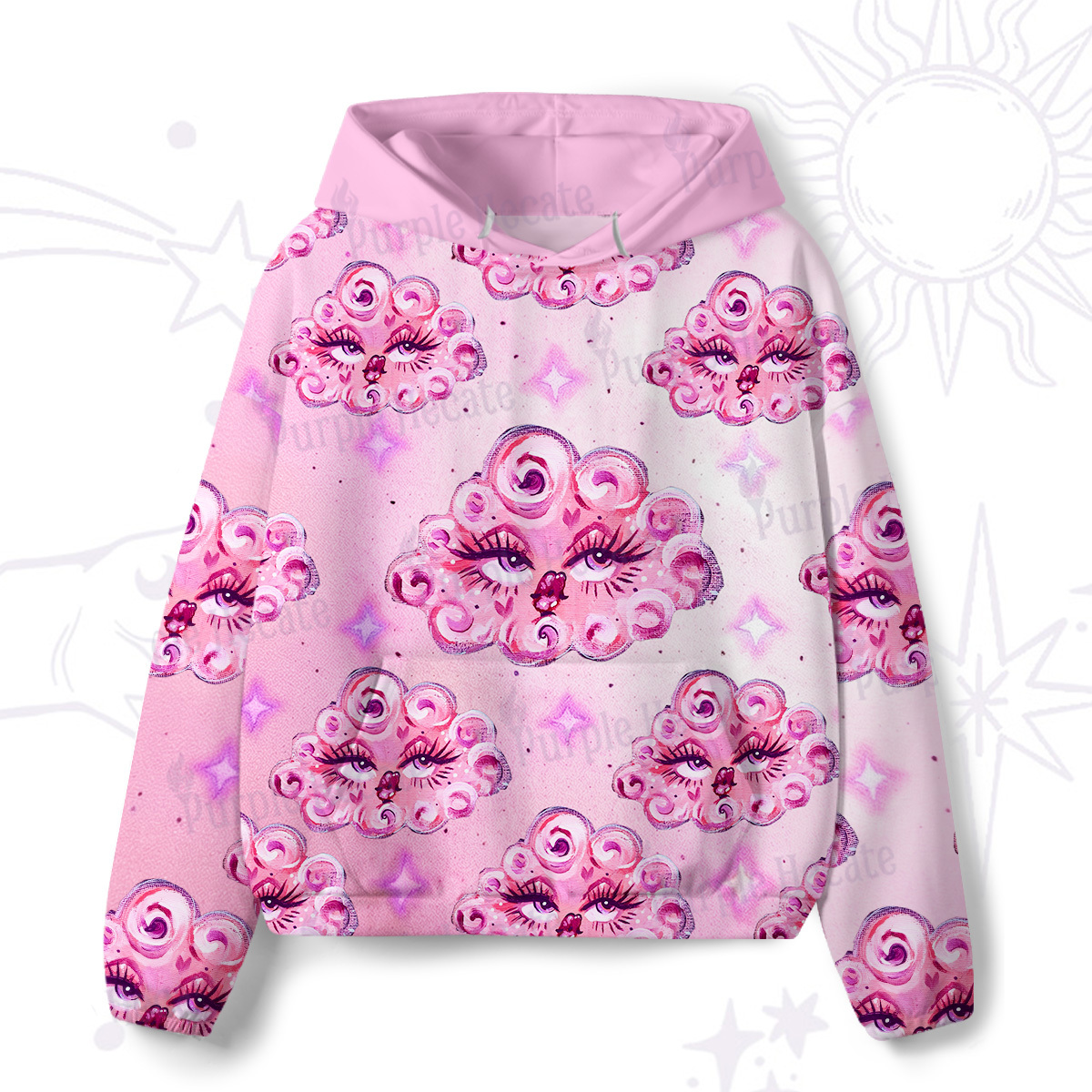 Purplehecate Dreamy Cloud Eyes All-Over Print Hoodie