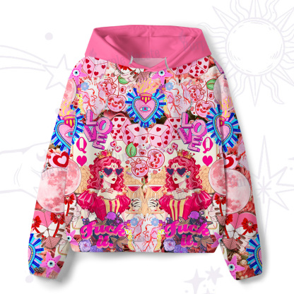 Purplehecate Queen of Hearts Angel Graphic All-Over Print Hoodie