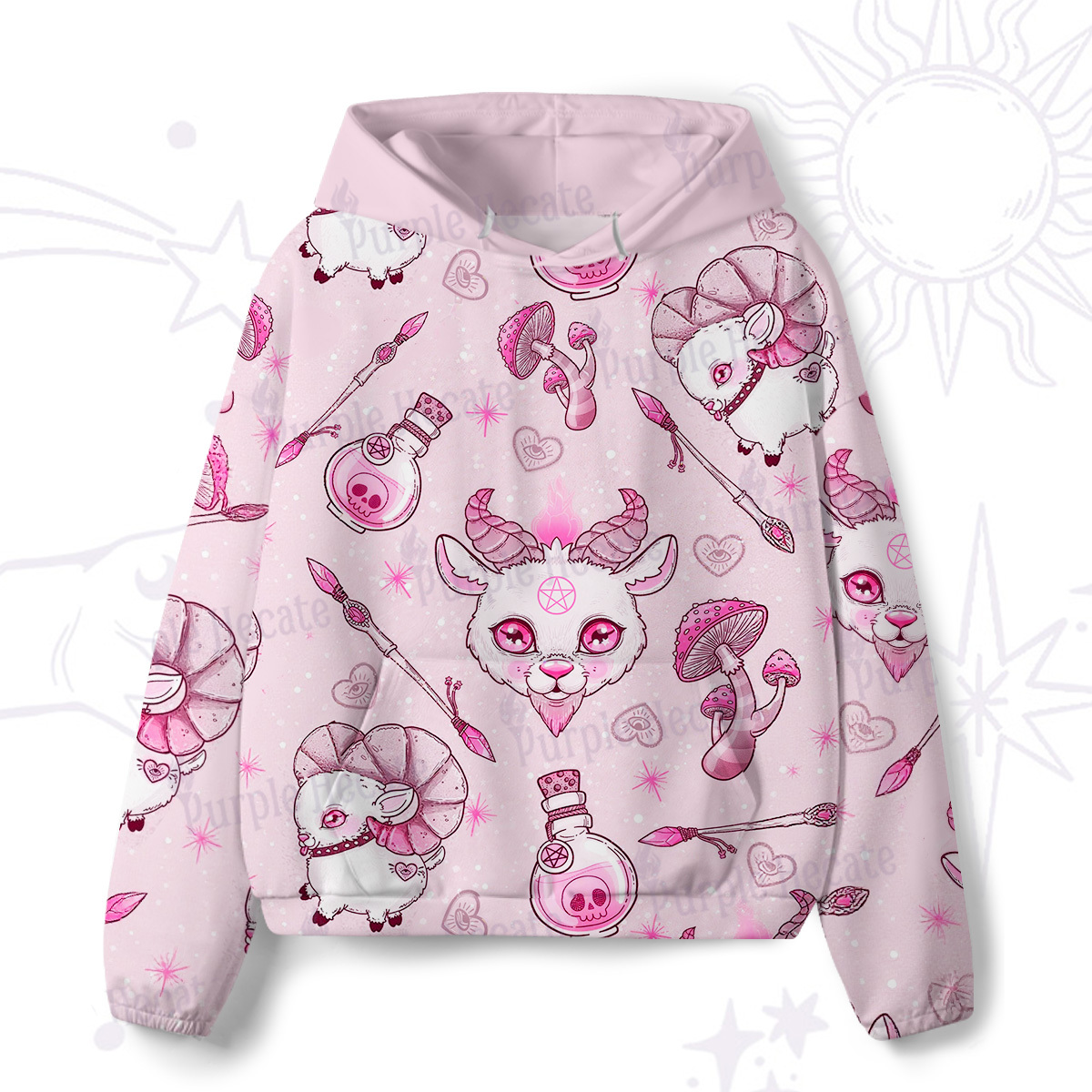 Purplehecate Pastel Occult Goat All-Over Print Hoodie