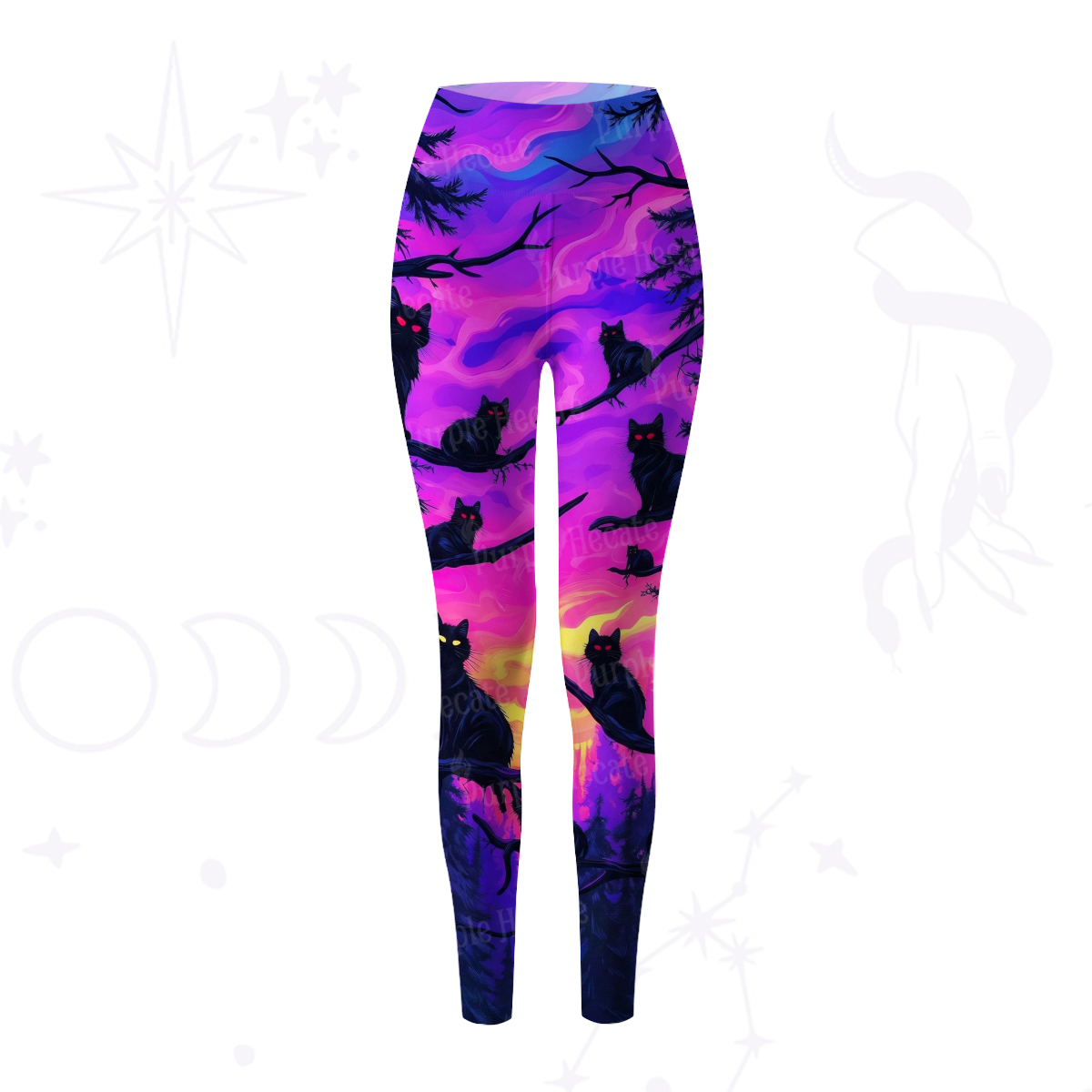 Purplehecate Twilight Forest Guardian Cat Yoga Pants