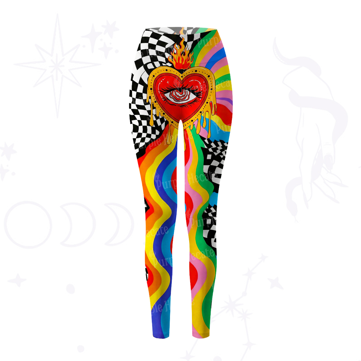 Purplehecate Trippy Rainbow Heart Eye Yoga Pants