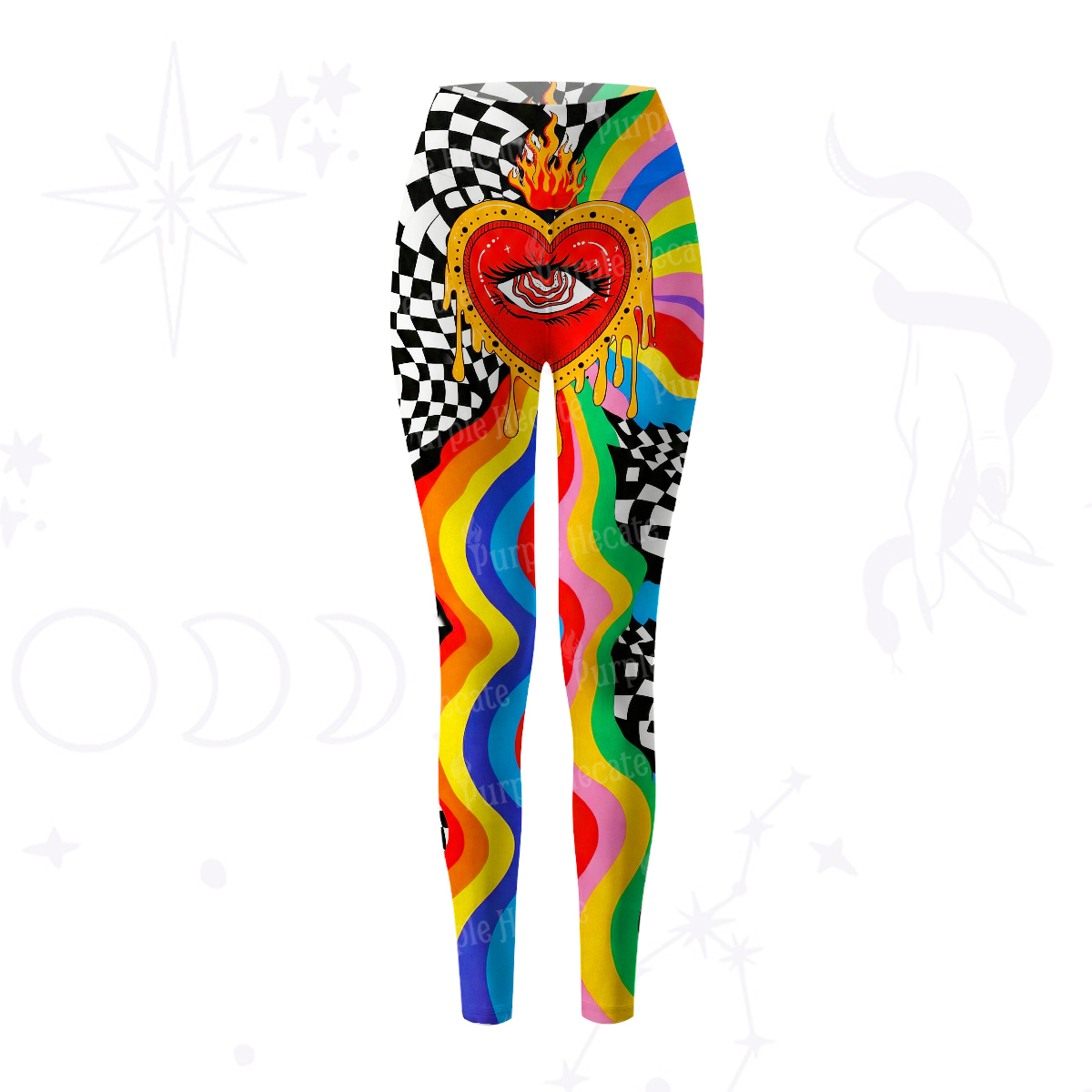 Purplehecate Trippy Rainbow Heart Eye Yoga Pants