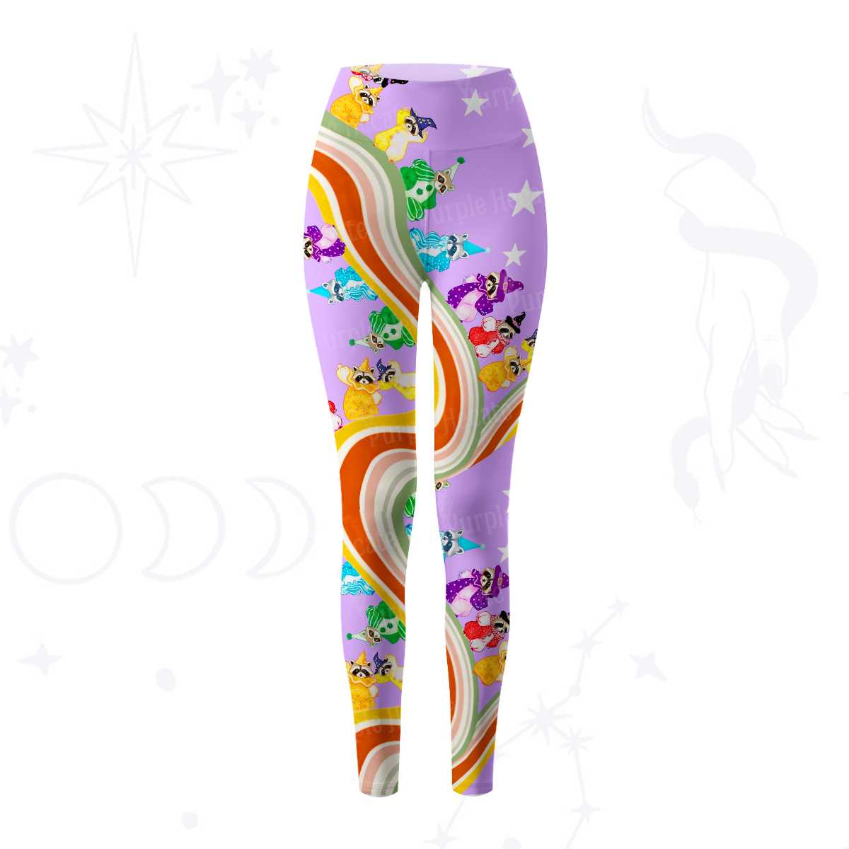 Purplehecate Rainbow Raccoon Star Yoga Pants