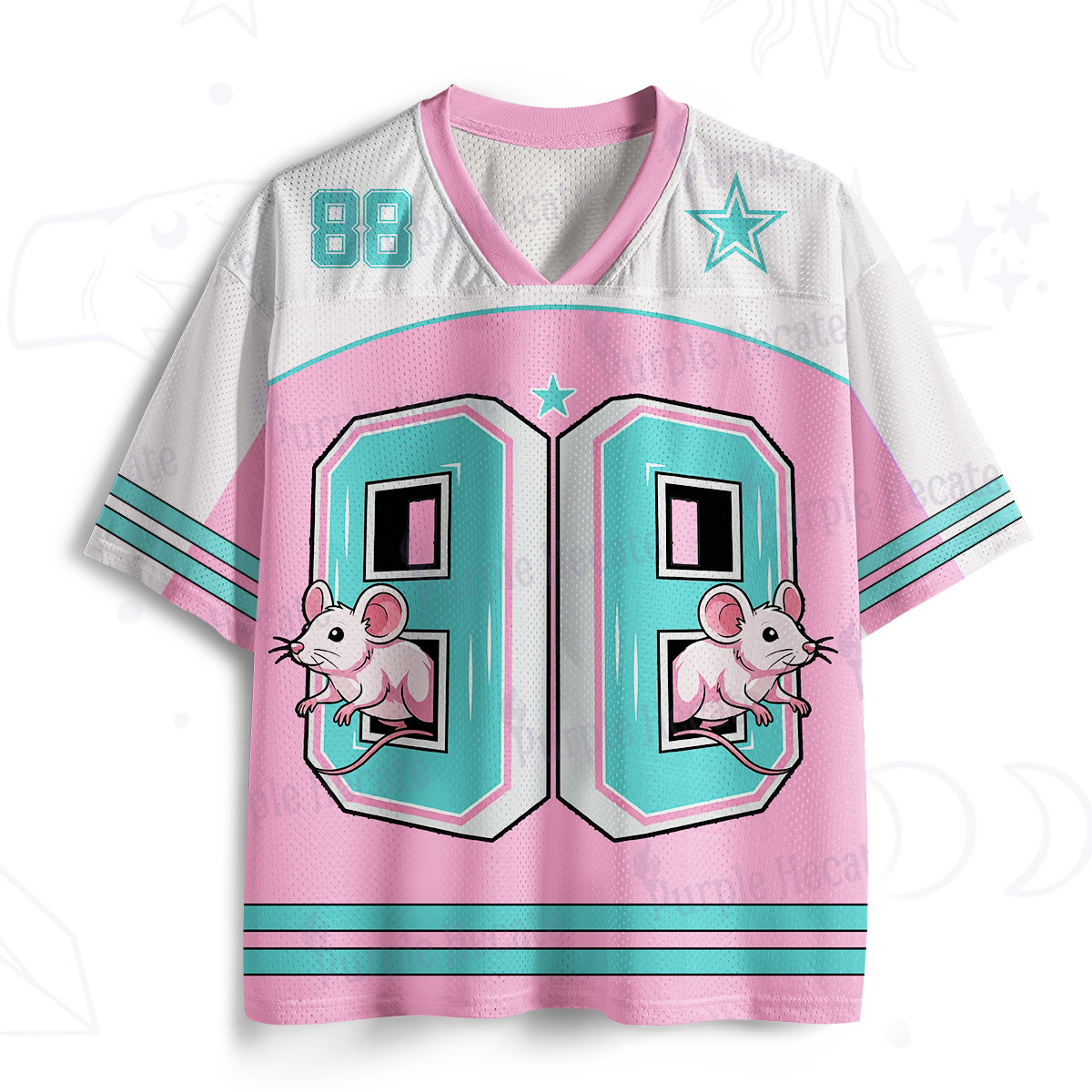 Purplehecate Pink Mouse 88 Graphic Mesh Jersey