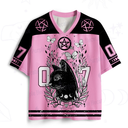 Purplehecate Gothic Black Cat Pentagram 07 Mesh Jersey