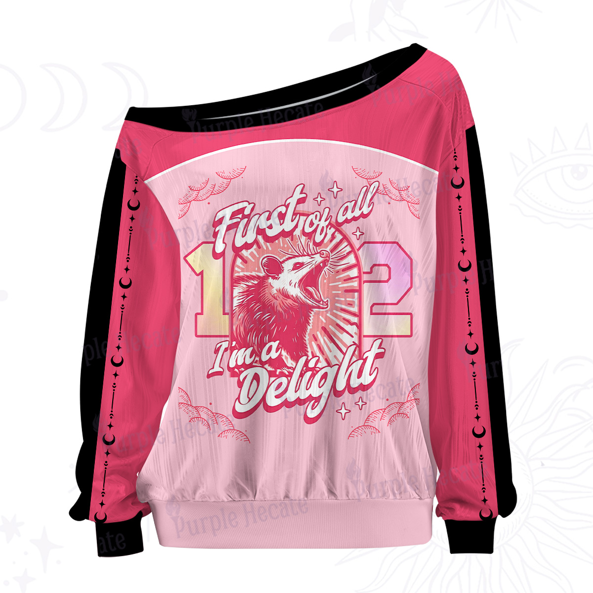 Purplehecate First Of All I'm A Delight Cat Off The Shoulder Graphic Jersey