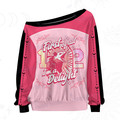 Purplehecate First Of All I'm A Delight Cat Off The Shoulder Graphic Jersey