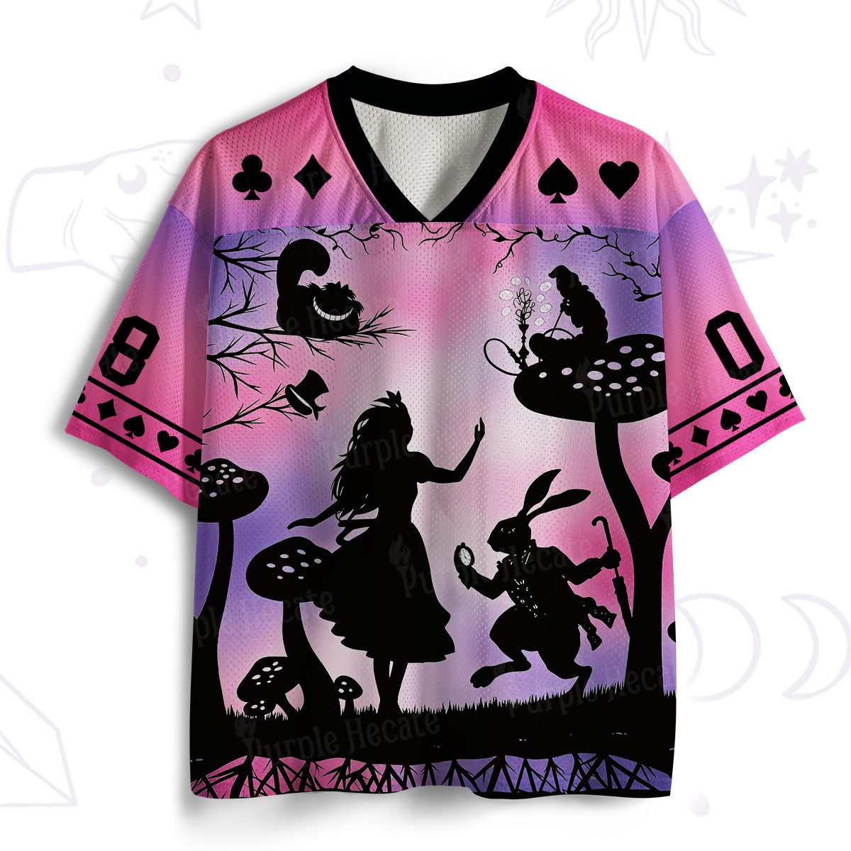 Purplehecate Whimsical Wonderland Mushroom Silhouette Mesh Jersey
