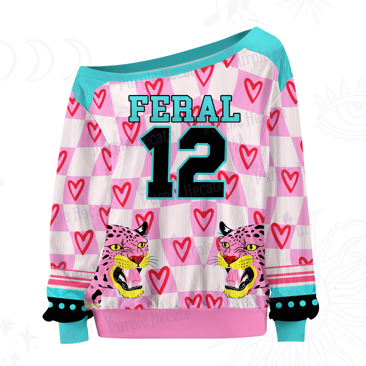 Purplehecate Feral Leopard Off The Shoulder Graphic Jersey