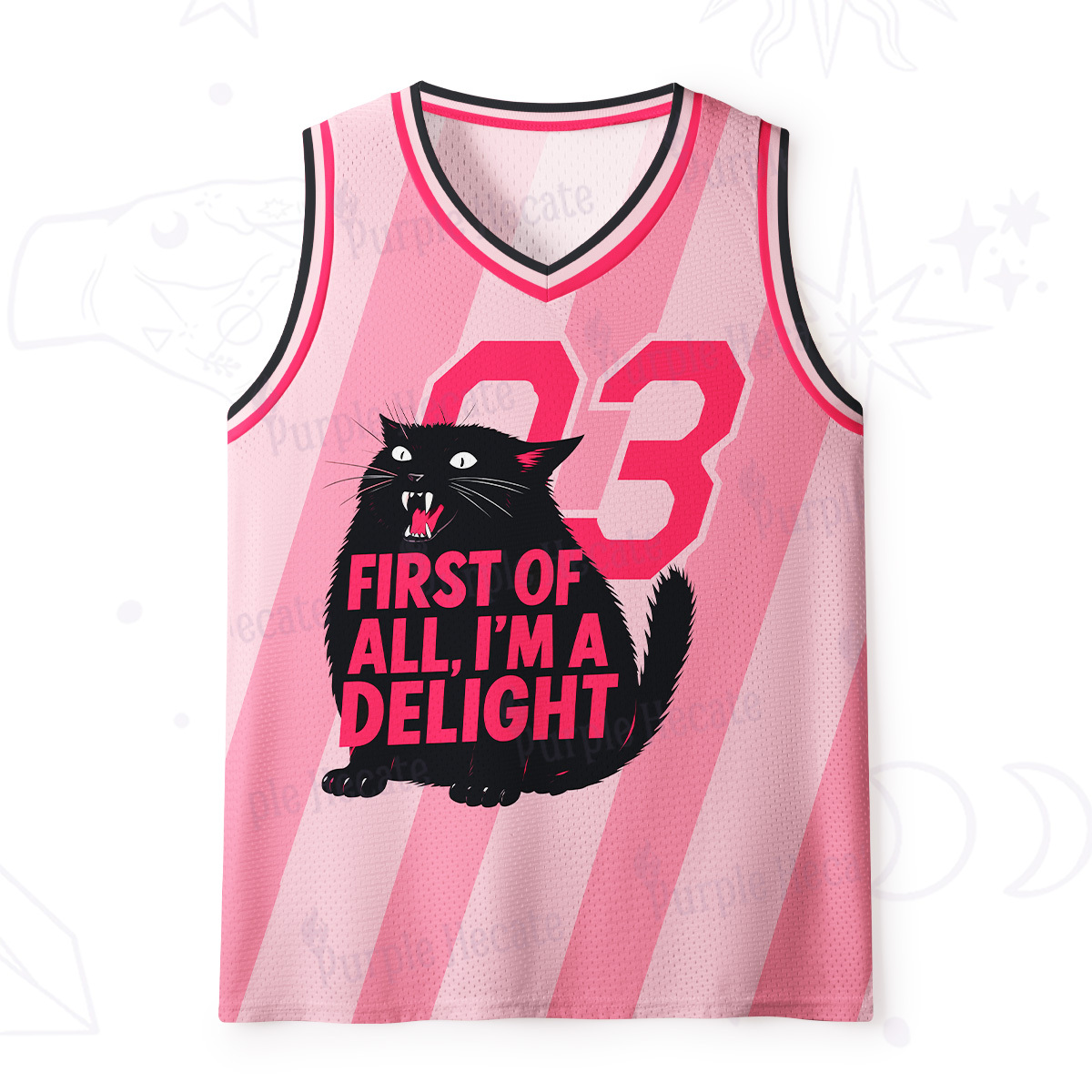 Purplehecate First Of All I'm A Delight Cat Mesh Jersey Tank Top