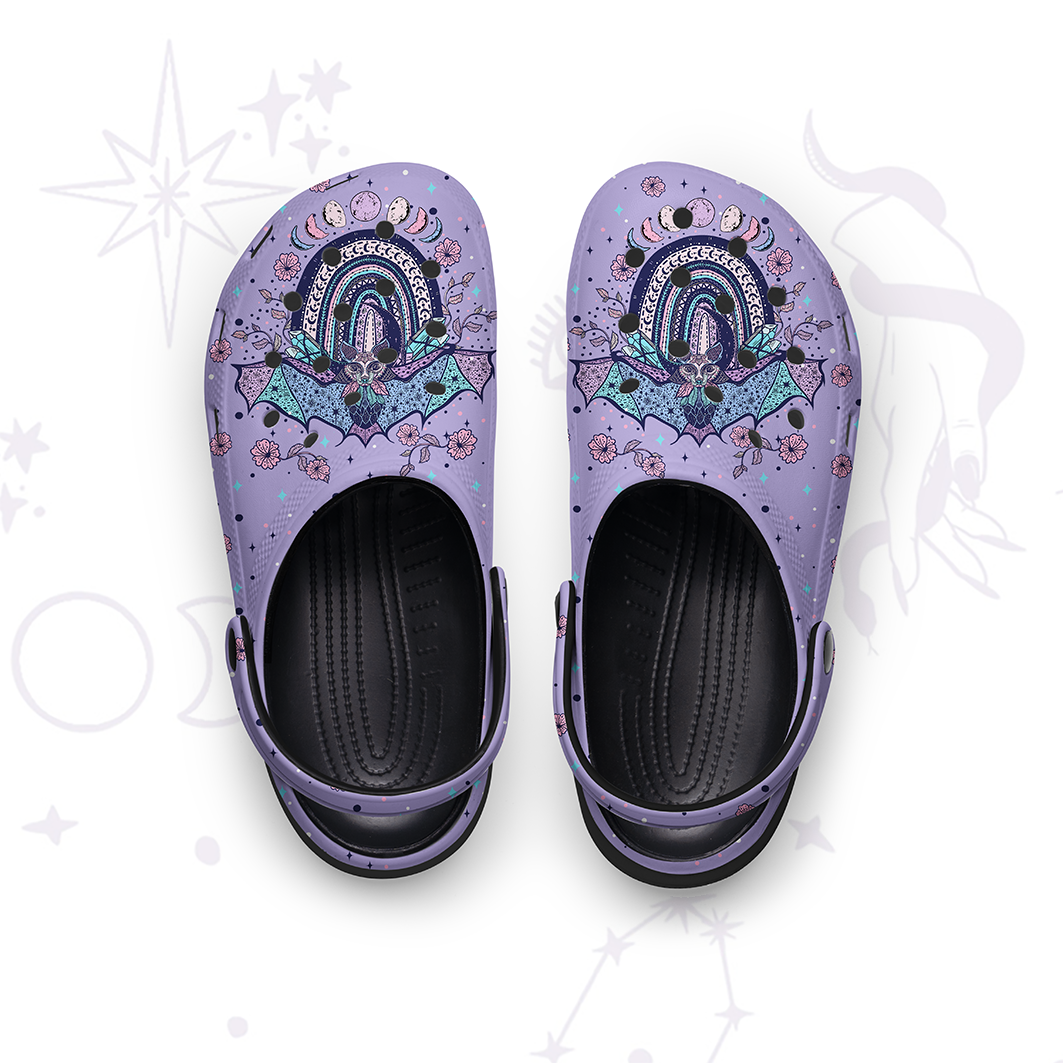 Purplehecate Moon Phase Bat Rubber Clogs