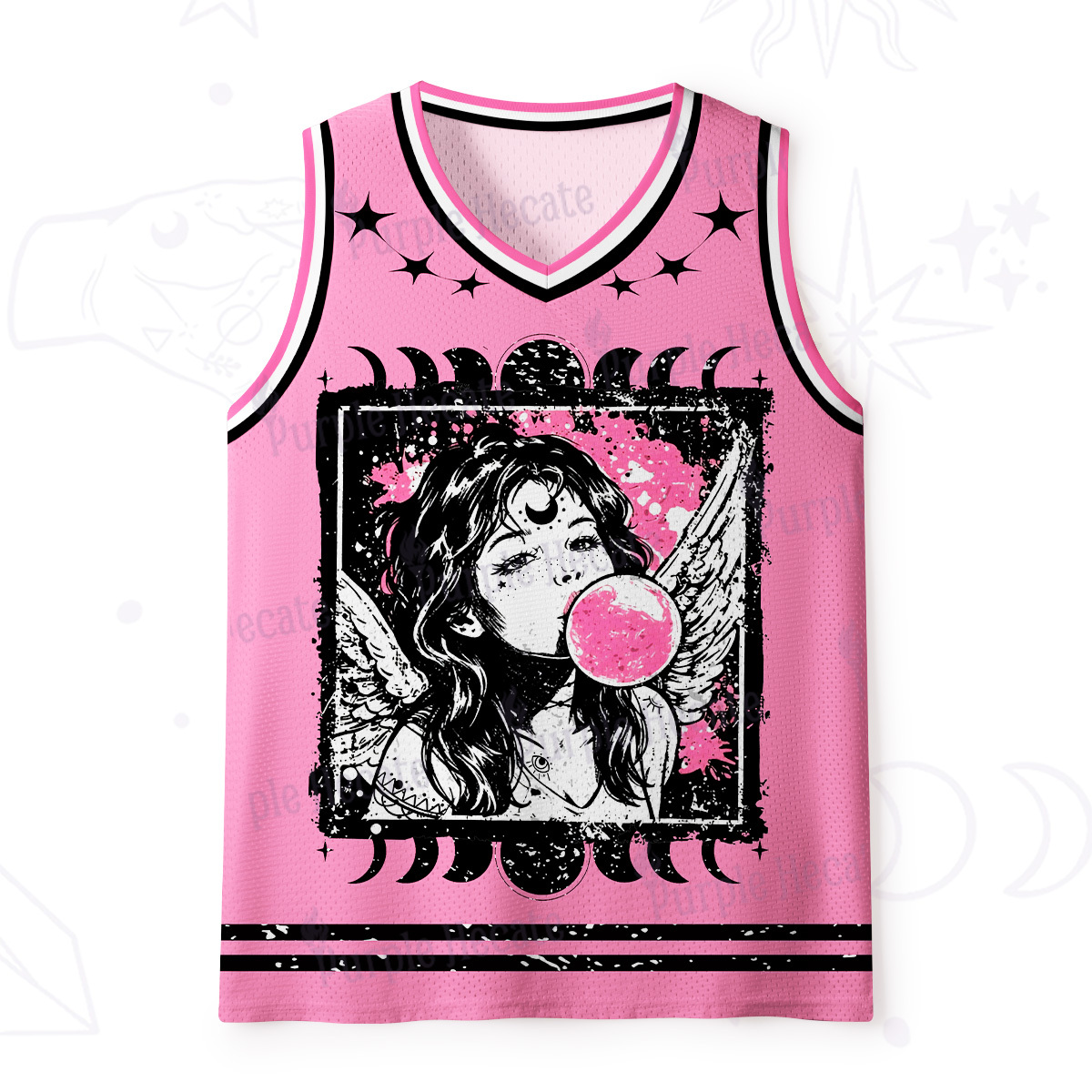 Purplehecate Grunge Angel with Bubblegum Mesh Jersey Tank Top