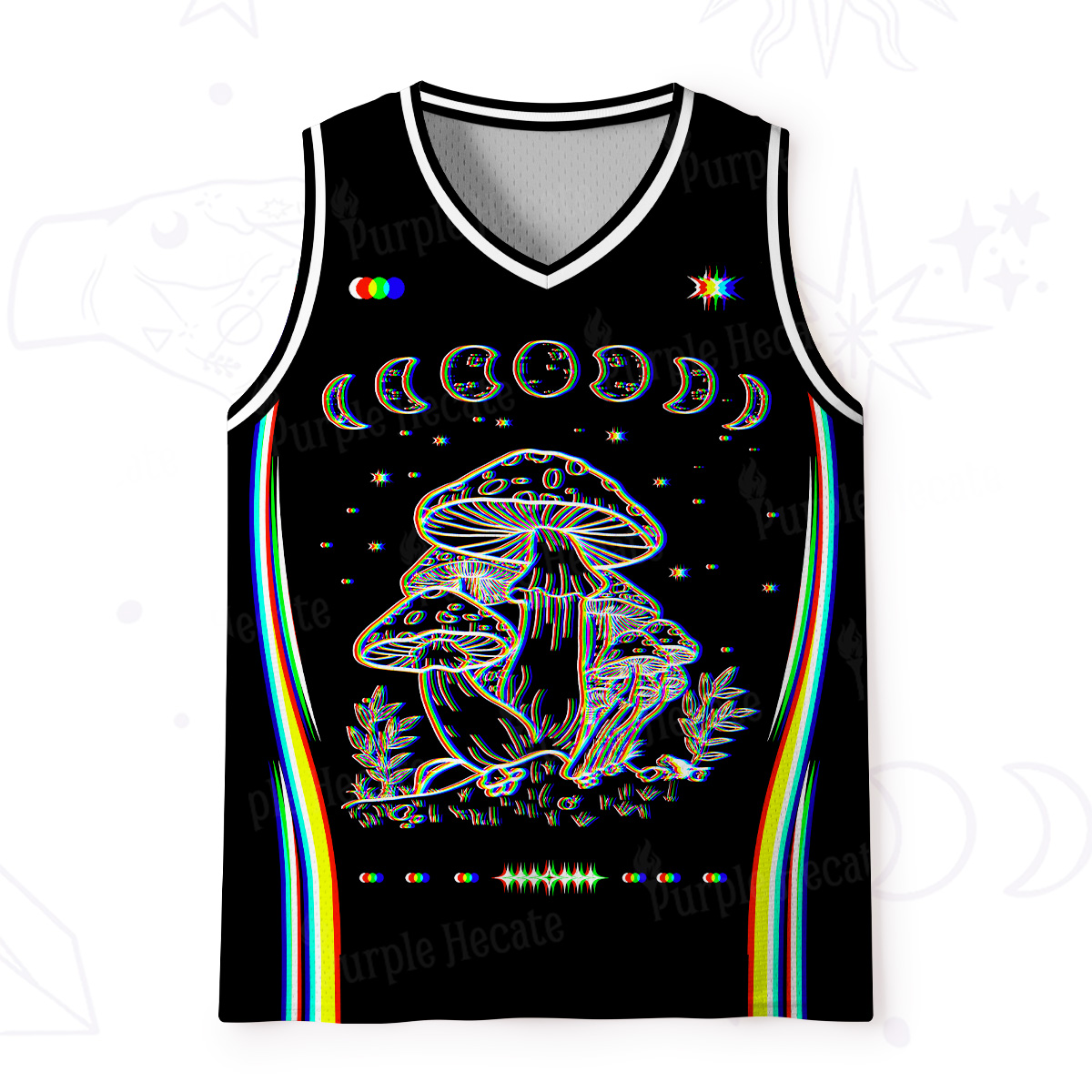 Purplehecate Mushroom and Moon Mesh Jersey Tank Top