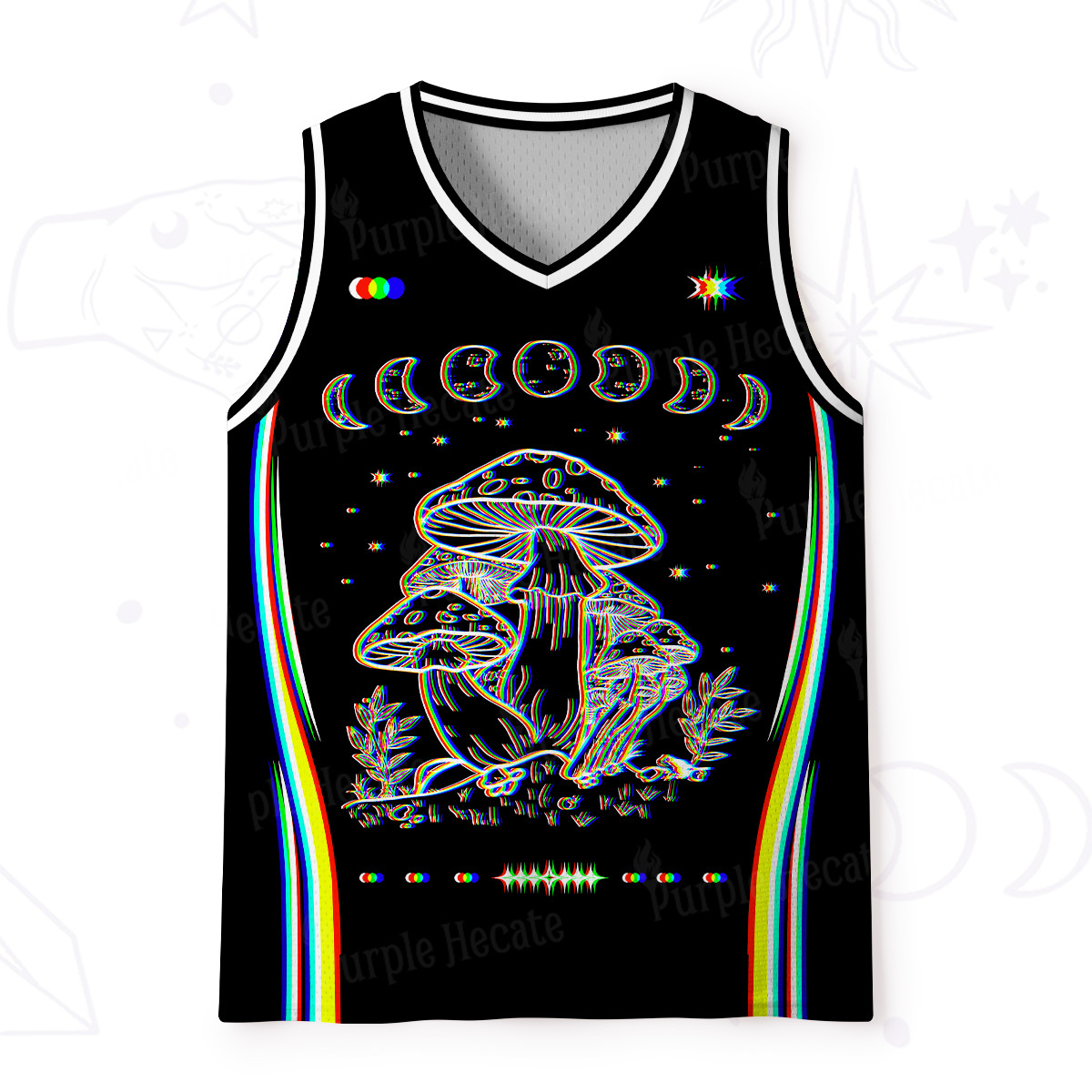 Purplehecate Mushroom and Moon Mesh Jersey Tank Top