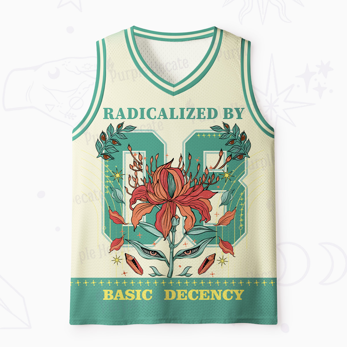 Purplehecate Radicalized By Basic Decency Mesh Jersey Tank Top